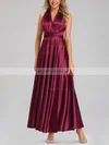 Silk Like Satin A Line Multiway Maxi Evening Gown In Burgundy #UKM01014381