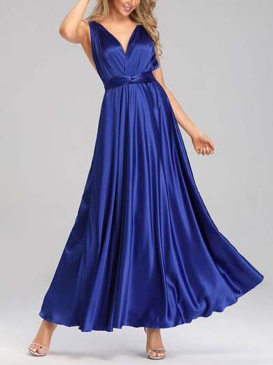 Silk Like Satin A Line Multiway Maxi Evening Gown In Royal Blue #UKM01014384