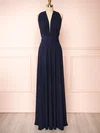 A-line V-neck Jersey Floor-length Bridesmaid Dresses With Sashes / Ribbons #UKM01014393