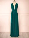 A-line V-neck Jersey Floor-length Bridesmaid Dresses With Sashes / Ribbons #UKM01014405