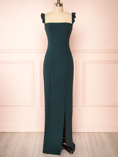 Sheath/Column Square Neckline Stretch Crepe Floor-length Bridesmaid Dresses With Split Front #UKM01014448