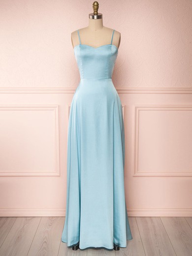 A-line Sweetheart Silk-like Satin Floor-length Bridesmaid Dresses With Pockets #UKM01014472