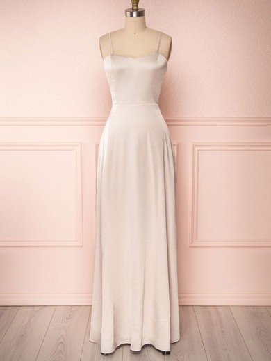 A-line Sweetheart Silk-like Satin Floor-length Bridesmaid Dresses With Pockets #UKM01014475