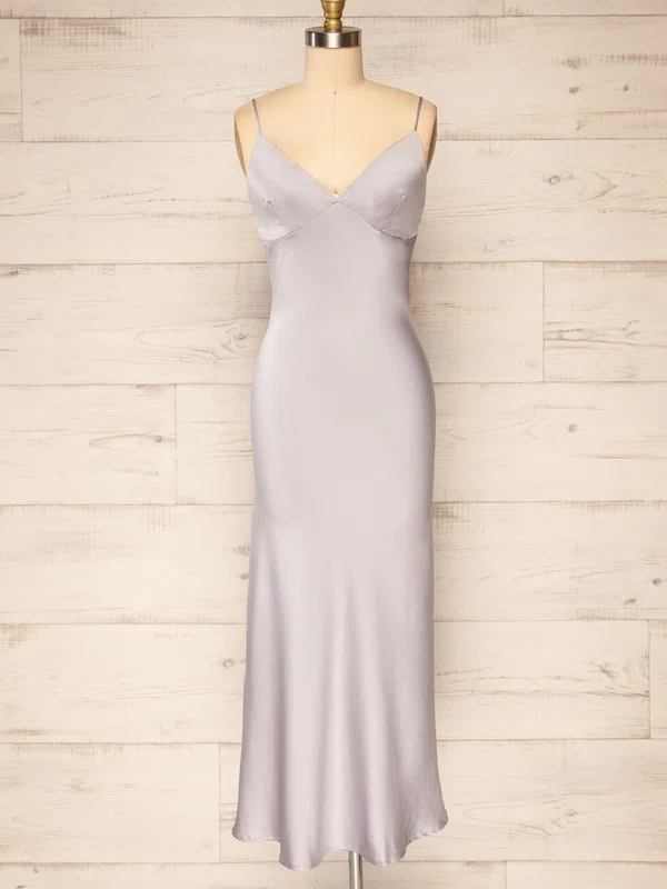 Rontie Grey | Midi V-Neck Slip Dress #UKM01014485