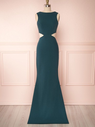 A-line Scoop Neck Stretch Crepe Floor-length Bridesmaid Dresses #UKM01014490