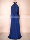 Jinny Navy | Satin Halter Maxi Dress #UKM01014520