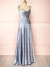 Moira Blue | Cowl Neck Satin Maxi Dress w/ High Slit #UKM01014521