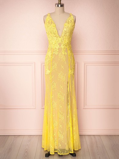 De Bourgh Sun | Yellow Lace Mermaid Gown #UKM01014524