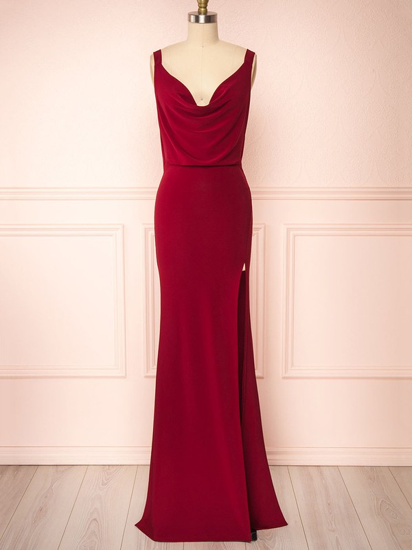 Sheath/Column Cowl Neck Stretch Crepe Floor-length Bridesmaid