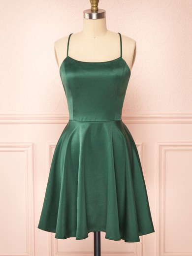 A-line Scoop Neck Silk-like Satin Short/Mini Bridesmaid Dresses #UKM01014534