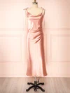 Sheath/Column Cowl Neck Silk-like Satin Tea-length Ruffles Bridesmaid Dresses #UKM01014535