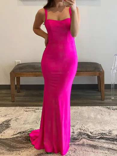 Sheath/Column Scoop Neck Jersey Prom Dresses With Ruched #UKM020111853