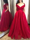 A-line Off-the-shoulder Organza Floor-length Prom Dresses With Pockets #UKM020112018