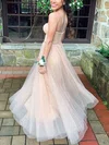 A-line Sweetheart Tulle Floor-length Prom Dresses With Sequins #UKM020112038