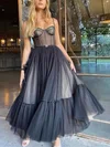 A-line Sweetheart Tulle Ankle-length Prom Dresses With Sashes / Ribbons #UKM020112220
