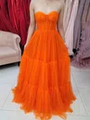 A-line Sweetheart Tulle Sweep Train Prom Dresses #UKM020112221