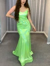 Trumpet/Mermaid Scoop Neck Shimmer Crepe Sweep Train Prom Dresses With Split Front #UKM020112400