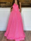 Ball Gown/Princess Sweep Train One Shoulder Sequined Pockets Prom Dresses #UKM020112404