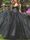 Ball Gown Sweetheart Glitter Sweep Train Prom Dresses With Beading #UKM020112450