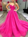 Princess Sweetheart Tulle Sweep Train Prom Dresses With Ruffles #UKM020112528