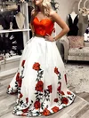 A-line Sweetheart Satin Floor-length Prom Dresses With Flower(s) #UKM020112540
