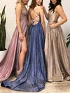 Ball Gown/Princess Sweep Train Scoop Neck Shimmer Crepe Pockets Prom Dresses #UKM020112596