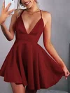 A-line V-neck Silk-like Satin Short/Mini Short Prom Dresses #UKM020112641