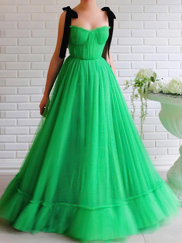 Princess Sweetheart Tulle Floor-length Prom Dresses With Sashes / Ribbons #UKM020112766