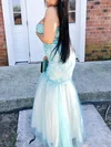 Trumpet/Mermaid Sweetheart Lace Tulle Floor-length Prom Dresses With Appliques Lace #UKM020112821