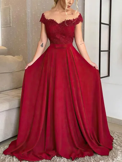A-line Illusion Jersey Prom Dresses With Appliques #UKM020112828
