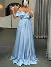 Ball Gown/Princess Sweep Train Off-the-shoulder Satin Pockets Prom Dresses #UKM020112831