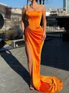 Sheath/Column Strapless Satin Prom Dresses With Ruched #UKM020112976