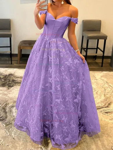 Off The Shoulder Satin Lilac Purple Flower Prom Dress Off The Shoulder Satin Lilac Purple Flower Prom Dress
