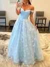 Ball Gown/Princess Floor-length Off-the-shoulder Lace Satin Flower(s) Prom Dresses #UKM020113012