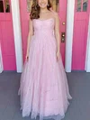 A-line Sweetheart Glitter Floor-length Prom Dresses With Bow #UKM020113229