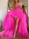 A-line Sweetheart Tulle Asymmetrical Prom Dresses With Cascading Ruffles #UKM020113297