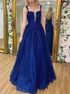 A-line Square Neckline Glitter Floor-length Prom Dresses With Beading #UKM020113300