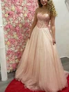 Princess Sweetheart Tulle Sweep Train Prom Dresses With Lace #UKM020113303