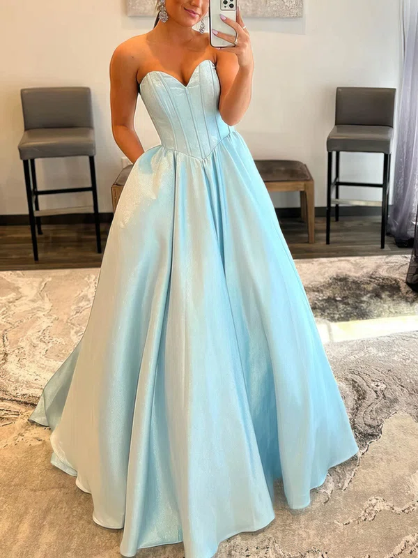 Ball Gown/Princess Floor-length Sweetheart Shimmer Crepe Pockets Prom Dresses #UKM020113372
