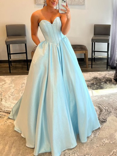 A-line Sweetheart Shimmer Crepe Floor-length Prom Dresses With Pockets #UKM020113372