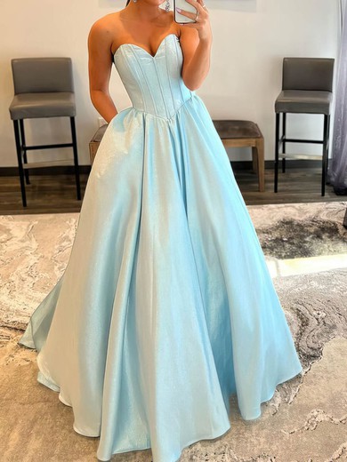 Ball Gown/Princess Floor-length Sweetheart Shimmer Crepe Pockets Prom Dresses #UKM020113372