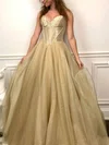 Ball Gown V-neck Tulle Floor-length Prom Dresses #UKM020113644