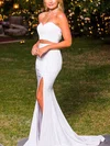 Trumpet/Mermaid Sweetheart Jersey Sweep Train Prom Dresses With Split Front #UKM020113680