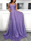 A-line Sweetheart Lace Sweep Train Prom Dresses #UKM020113685