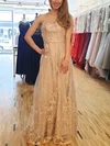 A-line Sweetheart Lace Floor-length Prom Dresses With Sashes / Ribbons #UKM020113747