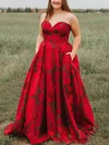 Princess Sweetheart Lace Floor-length Prom Dresses With Pockets #UKM020113779