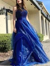 A-line Halter Organza Floor-length Prom Dresses With Beading #UKM020113810