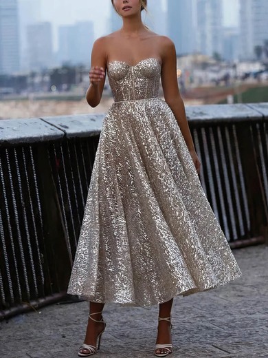 Ball Gown/Princess Ankle-length Sweetheart Glitter Prom Dresses #UKM020113811