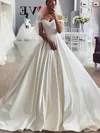 Ball Gown/Princess Off-the-shoulder Satin Sweep Train Wedding Dresses #UKM00025595