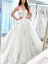 Ball Gown/Princess Sweetheart Tulle Sweep Train Wedding Dresses With Appliques Lace #UKM00026539